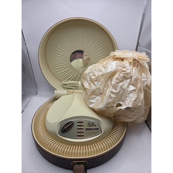 Bettina Cosmetics Other - 1960's Bettina Universal Hairdryer in Faux Alligator Case Soft Bonnet WORKS! GD